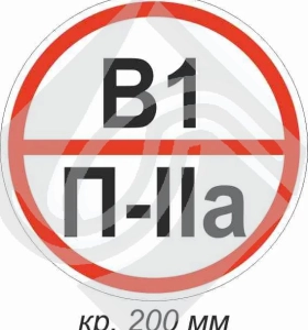Знак категории помещения по взрывопожарной и пожарной безопасности в1 п-iiа